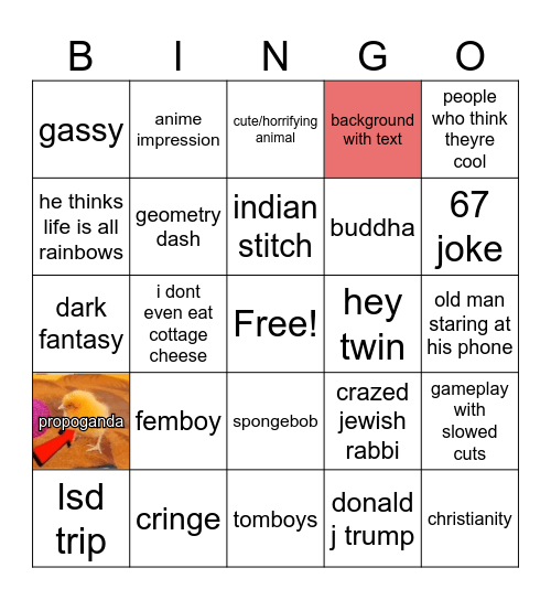 instagram Bingo Card