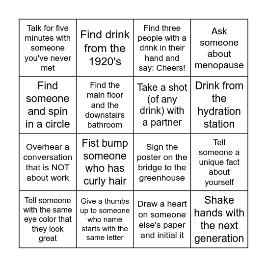 A BINGO earns a drink! Bingo Card