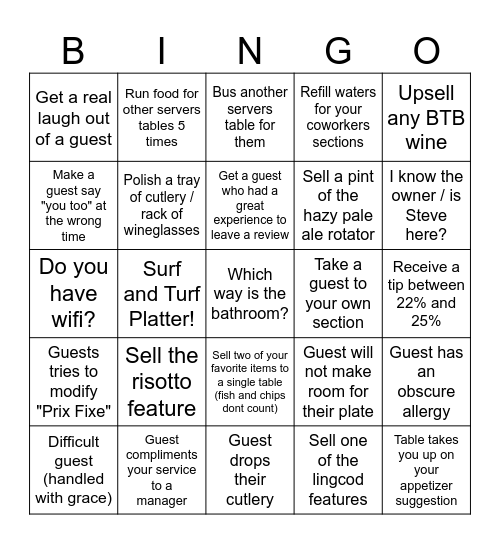 Server Bingo Card