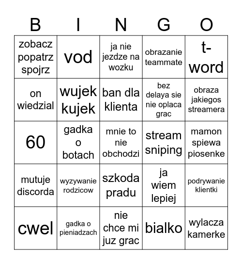 mamon bingo Card