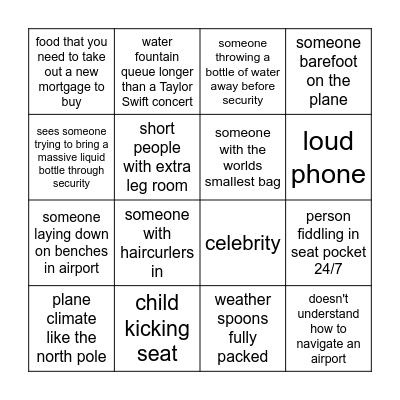 Travel Bingo Card