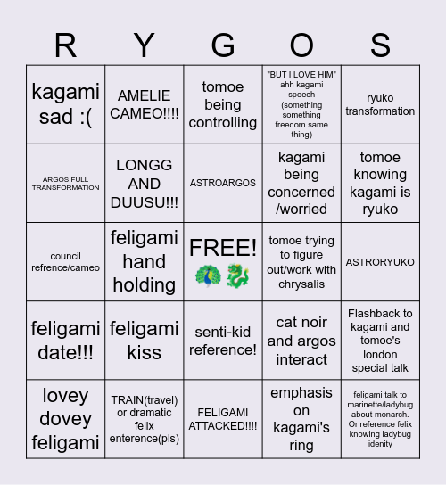 YAKSI GOZEN!!! Bingo Card