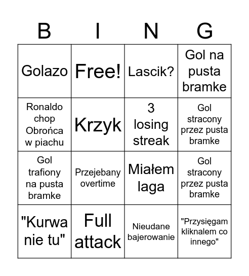 Rematch bingo Card