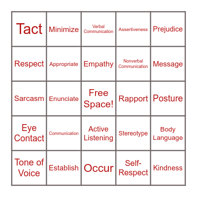 COMMUNICATION SKILLS Bingo Card
