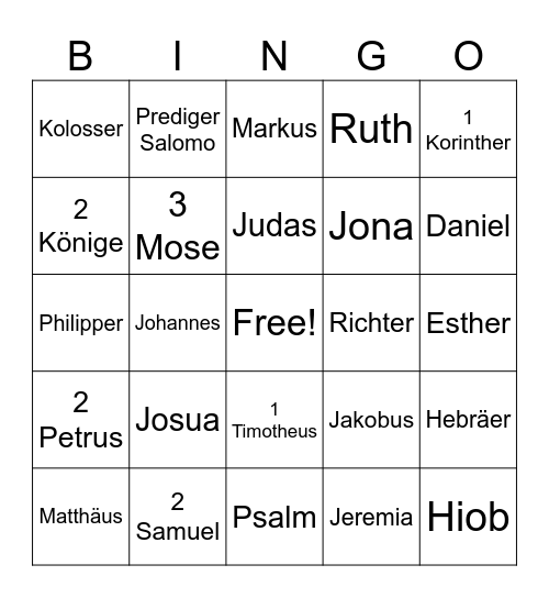 Bücher von die Bibel Bingo Card