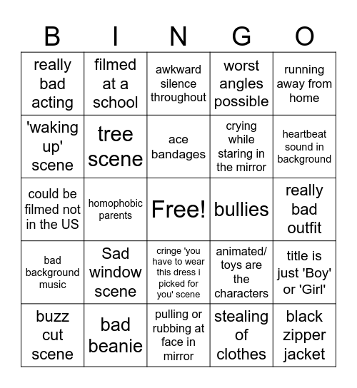 Trans Short Film Bingo Card