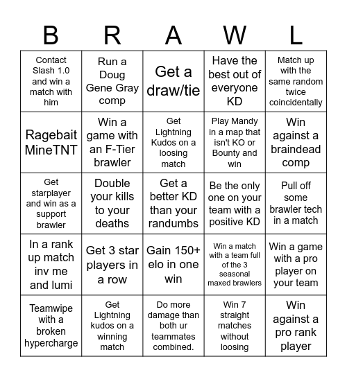 Legendary's Bingo Extravaganza Bingo Card