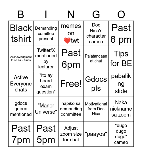 M6 Predictions m❤️ Bingo Card