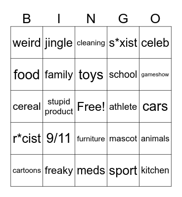 poorly aged commercials Bingo Card