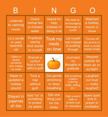 Chill Fall Bingo Card
