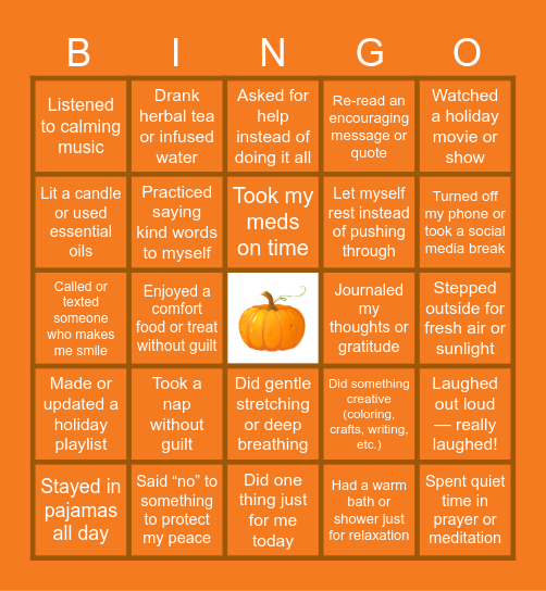Chill Fall Bingo Card