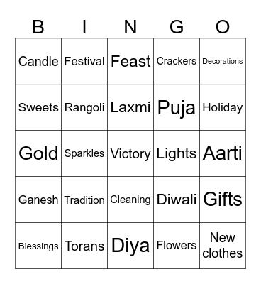 Diwali Bingo Card