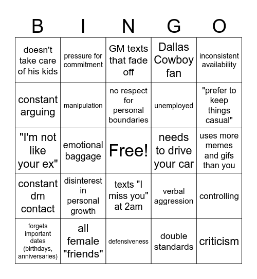 EXHALE Bingo Card