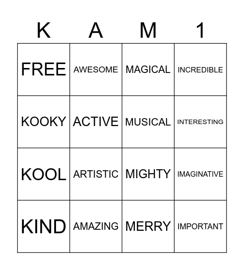 KAMI BINGO! Bingo Card