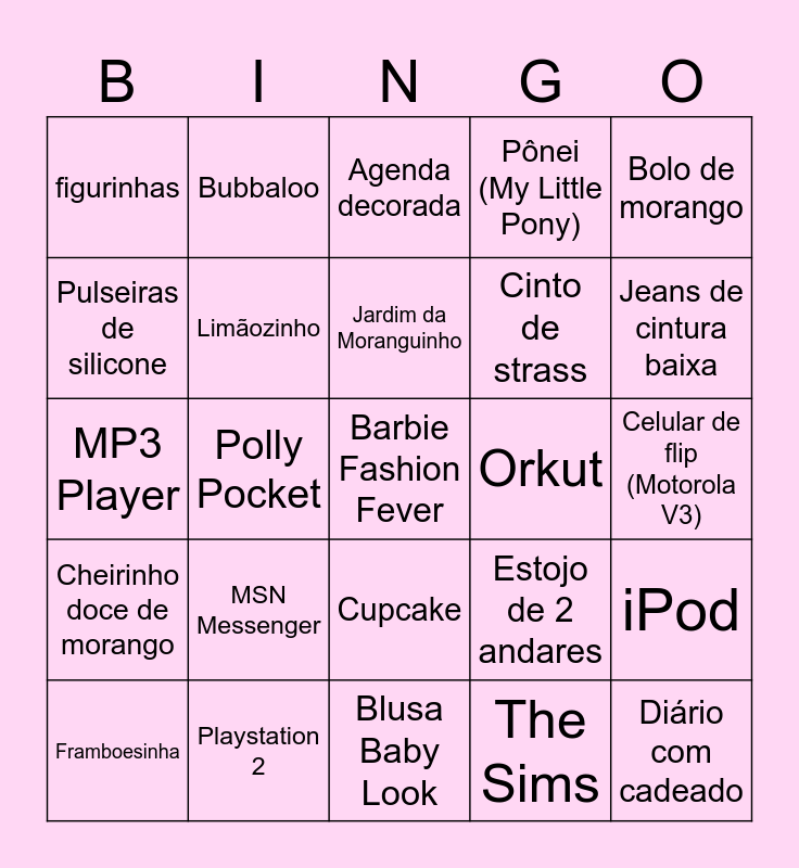 BINGO DA RAISSA!!! Bingo Card