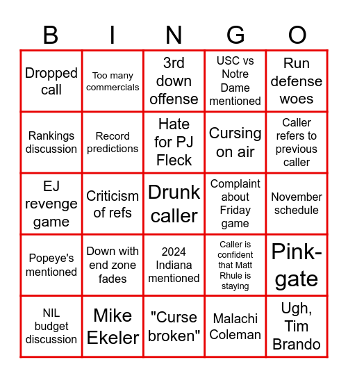 2025 Minnesota BROR Bingo Card