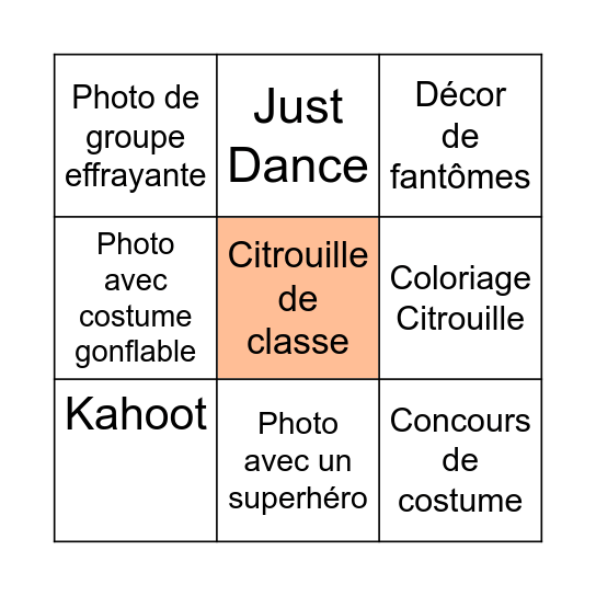 Bingo d'Halloween 7/8 Bingo Card