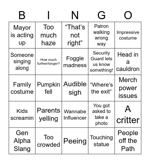 NYBG Bingo Card