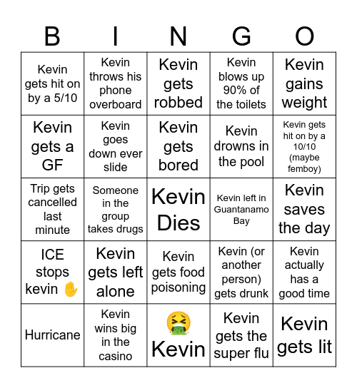 Kevin Cruise Bingo Card