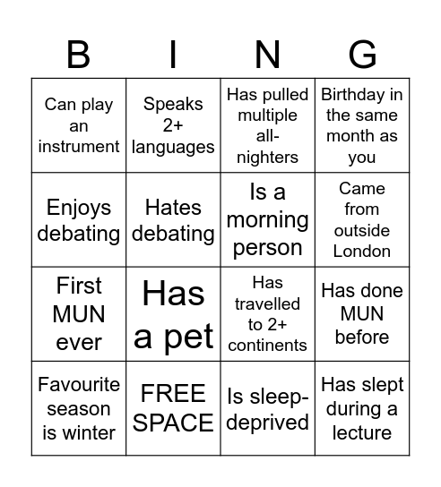 Bingo Card