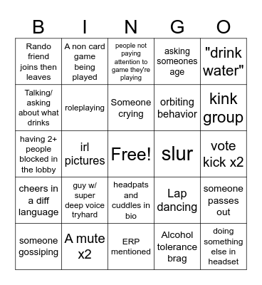 Bezzy's Bingo Card