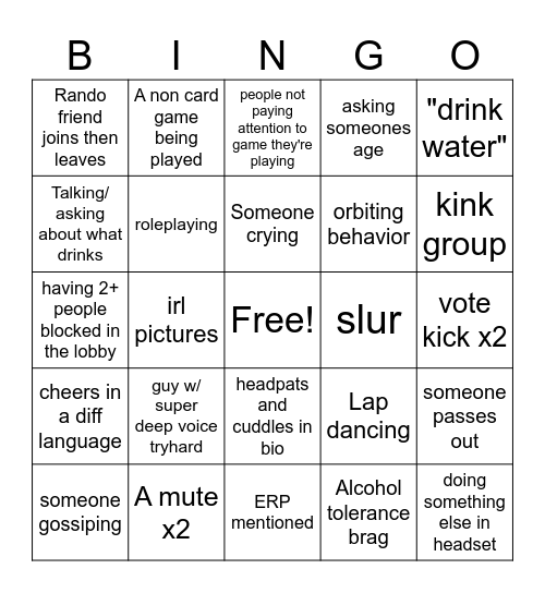 Bezzy's Bingo Card