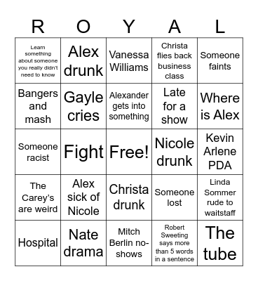 Christa goes to London Bingo Card