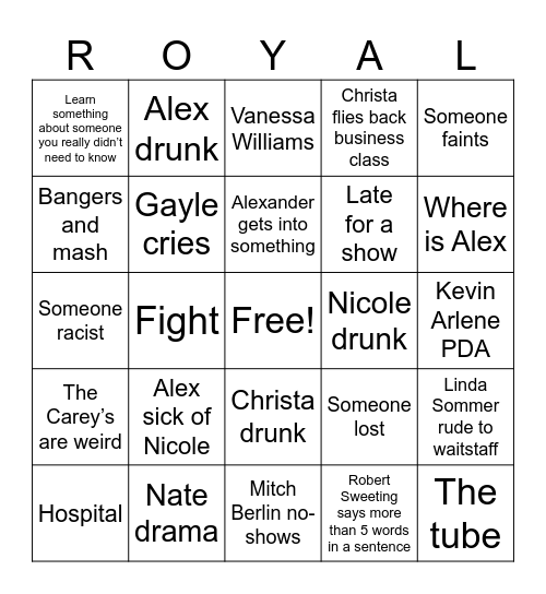 Christa goes to London Bingo Card