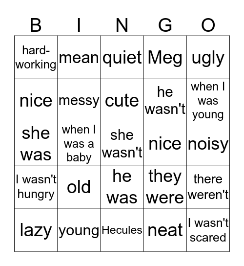 unit 8 Bingo Card