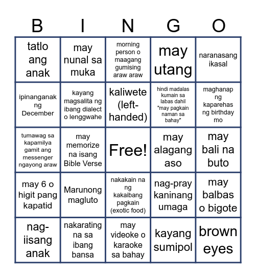 ARMSTRONG FELLOWSHIP Bingo Card