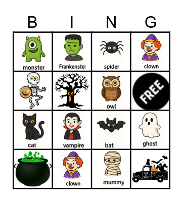 Halloween bingo Card