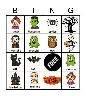 Halloween bingo Card