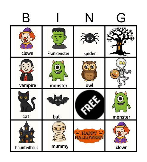 Halloween bingo Card