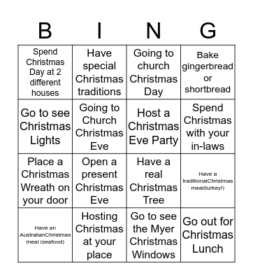 CHRISTMAS BINGO Card