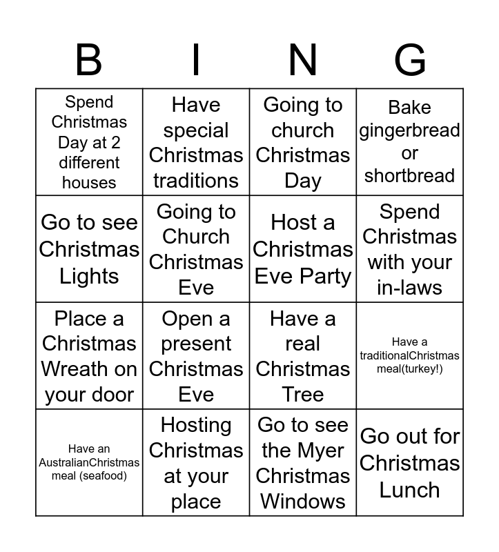 Christmas Day Bingo