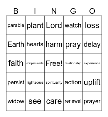 FHUC Hope and Trust Bingo Card