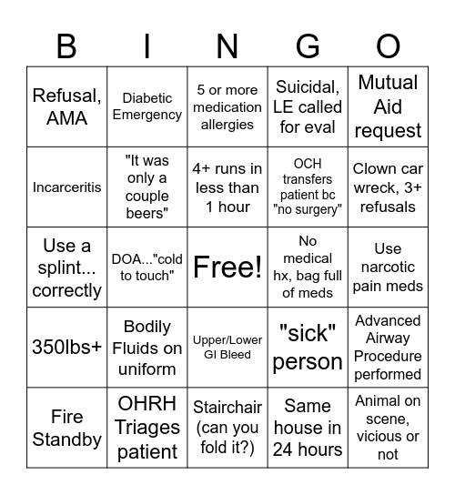 OCEMS BINGO Card