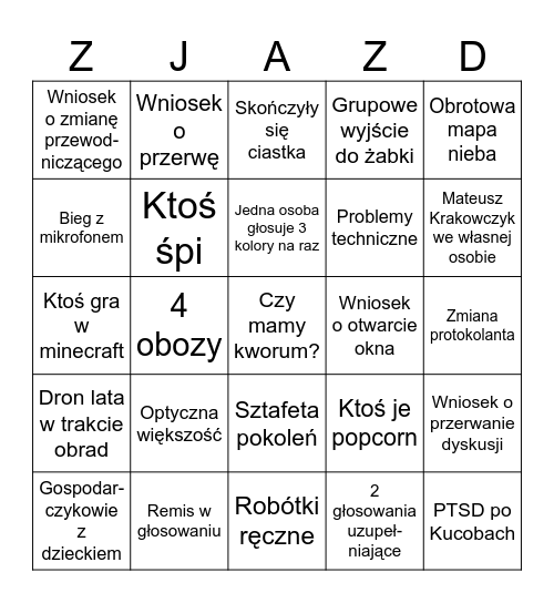 Zjazd 2025 Bingo Card