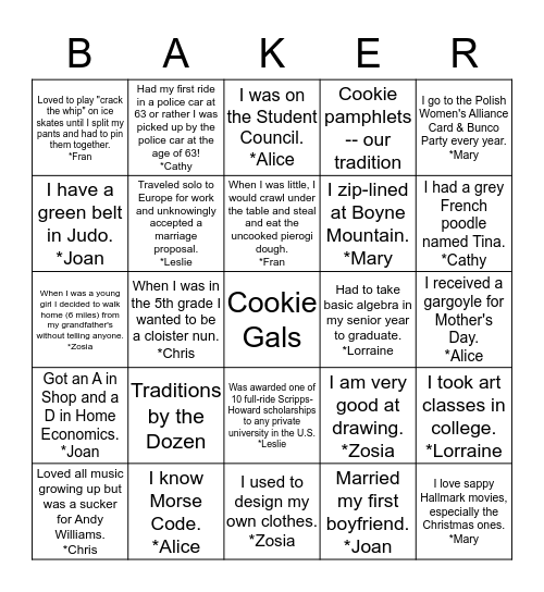 Nineteen Cookie Swaps and Counting! Bingo Card