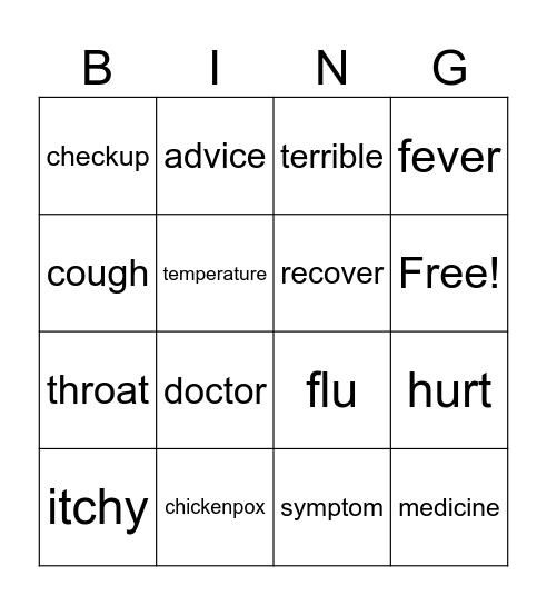 Unit 4 Bingo Card