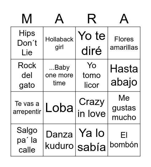 Bingo musical Bingo Card