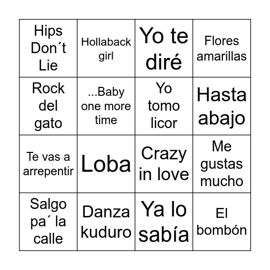 Bingo musical Bingo Card
