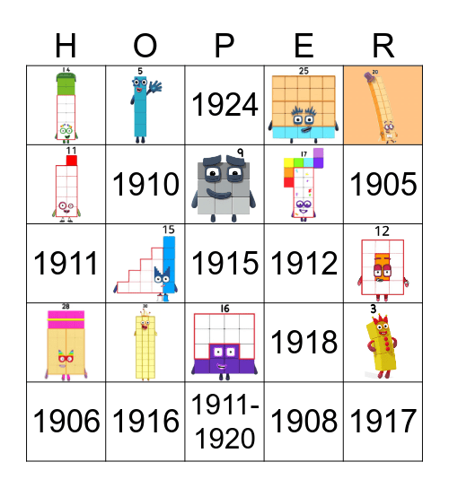 Number blocks Bingo Card