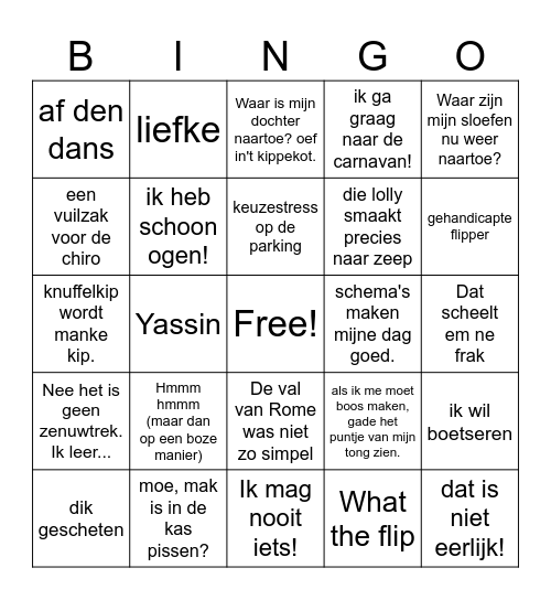 De voute familie Bingo Card