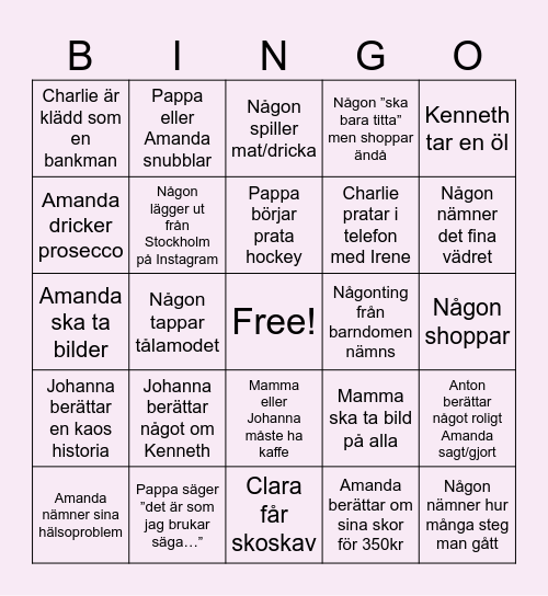 Stockholms bingo Card