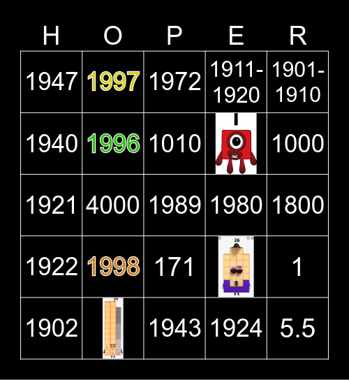 Number blocks Bingo Card