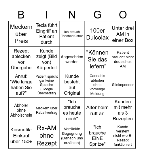 Zeitvertreib Bingo Card
