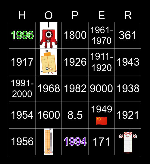 Number blocks Bingo Card