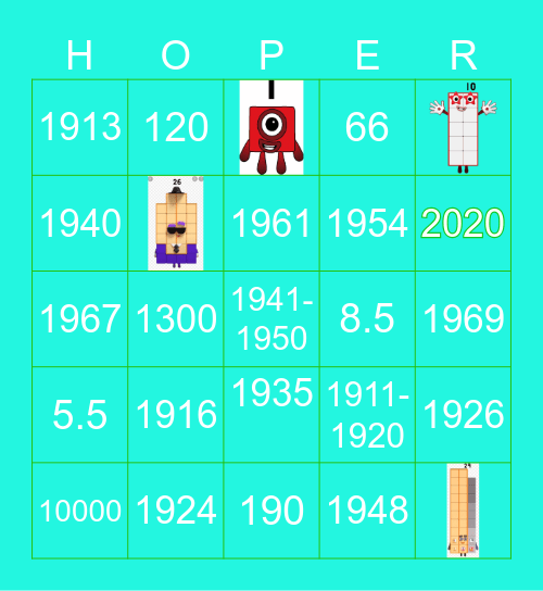 Number blocks Bingo Card