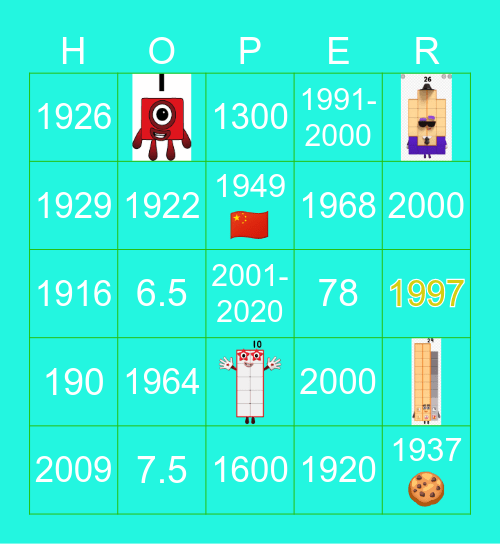 Number blocks Bingo Card
